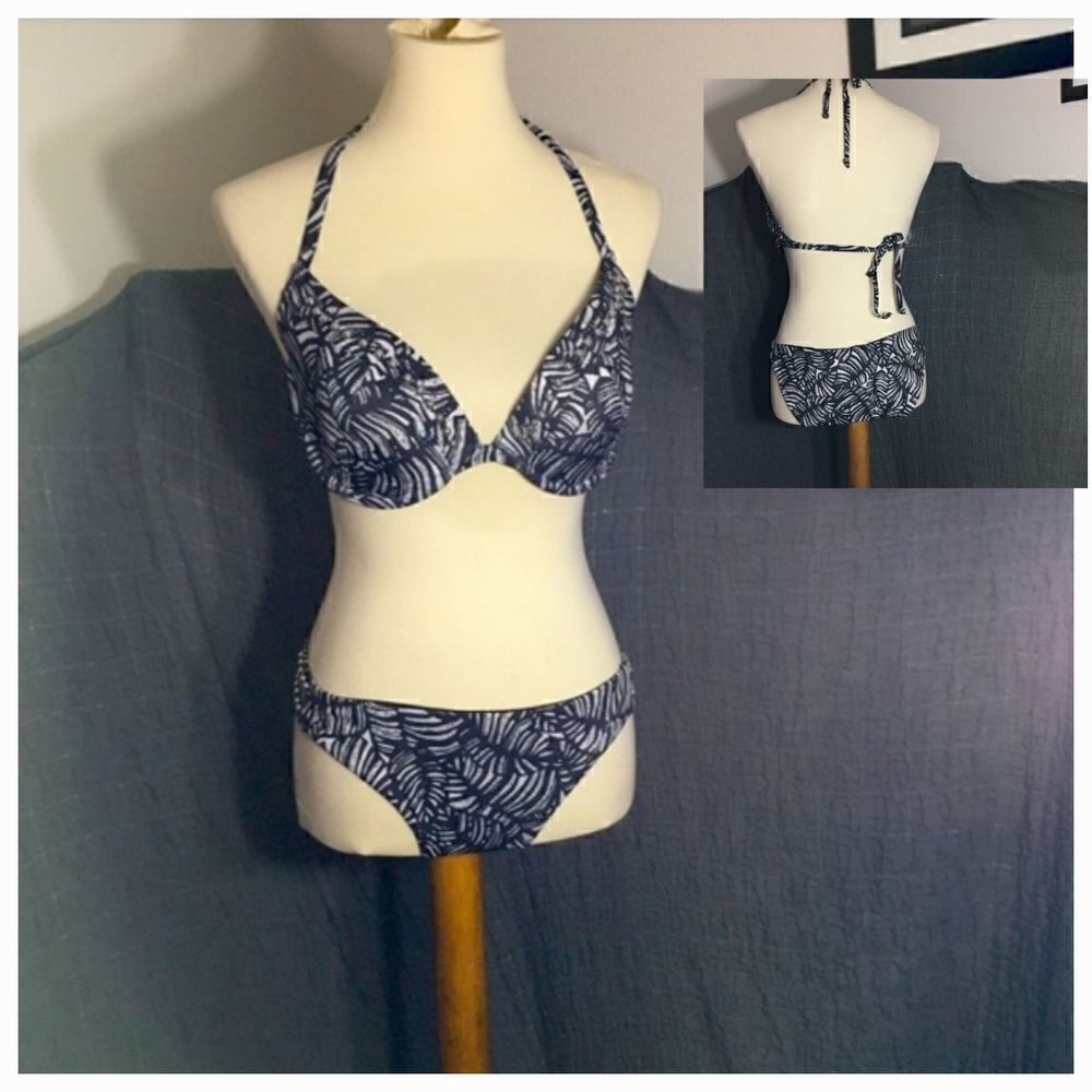 H&M Black & White Printed Bikini Size XL